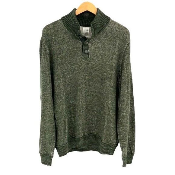 Gap Mens Cotton Knit Henley Neck Long Sleeve Pullover Sweater Green Size Large - Picture 1 of 9